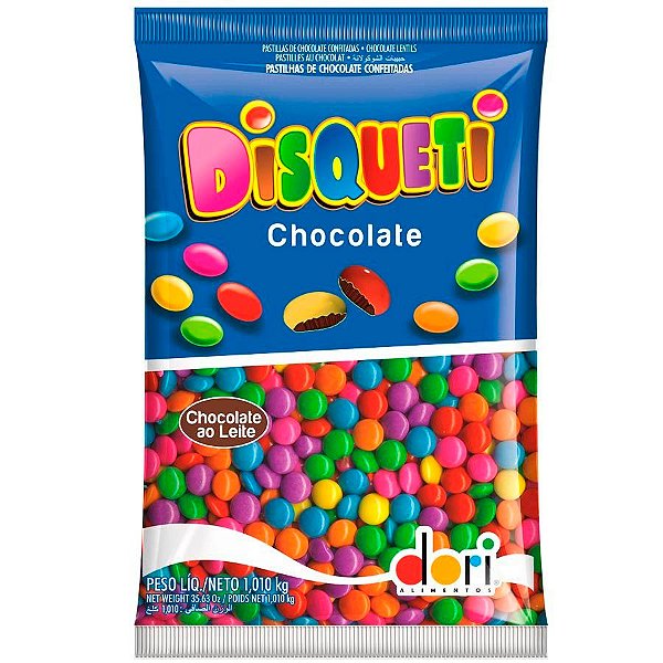 Disqueti Chocolate ao Leite Colorido 1,010 Kg - Dori Alimentos - Rizzo