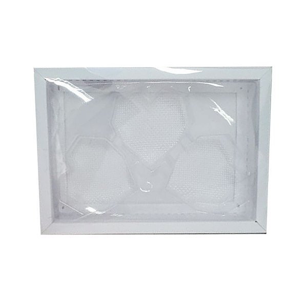 Caixa Coração Lapidado de 70 à 100gr 3 Cavidades Branca - 05 unidades - Crystal - Rizzo Embalagens