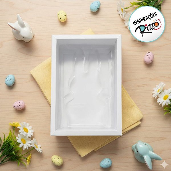 Caixa Coelho G Branco - 05 unidades - Crystal - Rizzo Embalagens