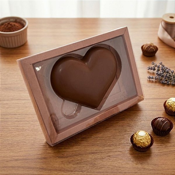 Caixa Coração Plano P Kraft - 05 unidades - Crystal - Rizzo Embalagens