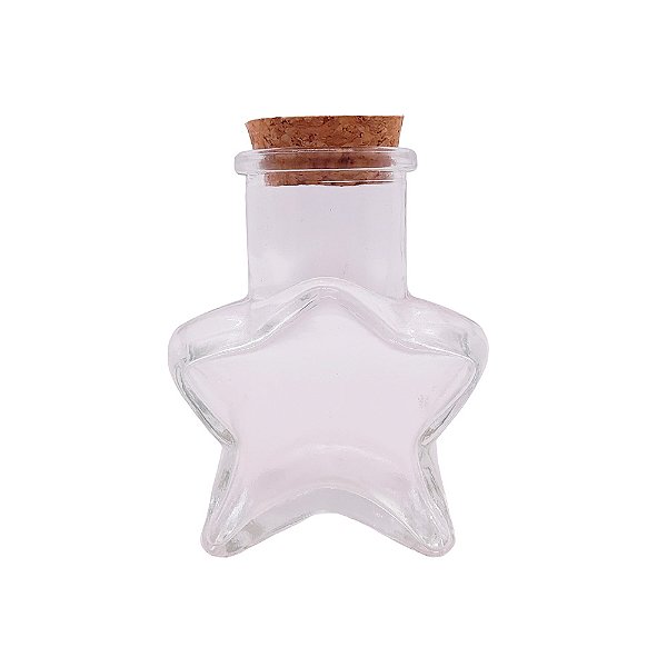 Potinho de Vidro Estrela com Tampa de Rolha - 60ml - 6x7,5cm - Rizzo