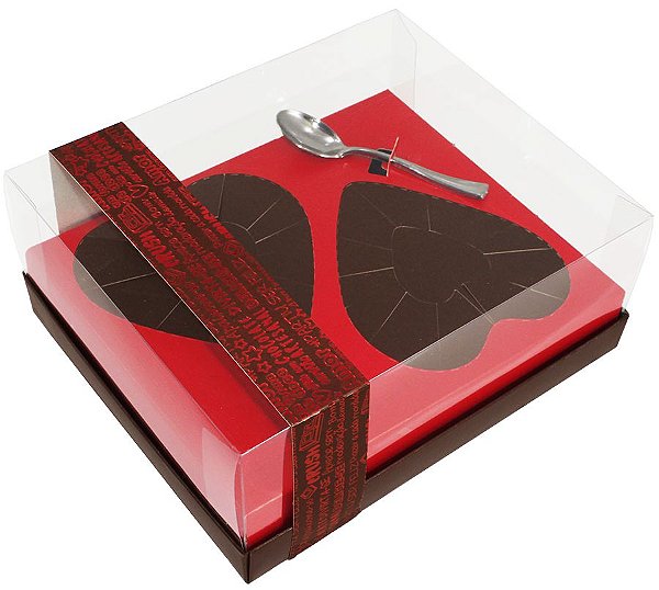 Caixa 2 Corações de Colher de 250g - Classic Coração Red Love Cód 1403 - 05 unidades - Ideia Embalagens - Rizzo