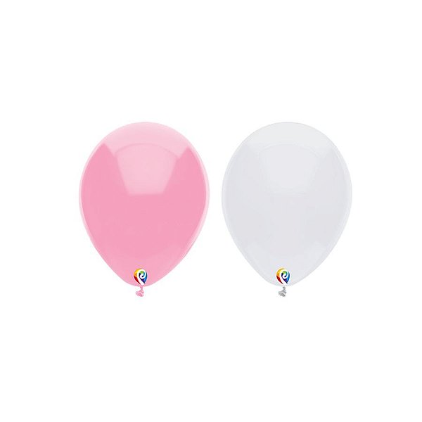 Balão de Festa Látex - Sortido Branco Rosa - Sensacional - Rizzo Embalagens