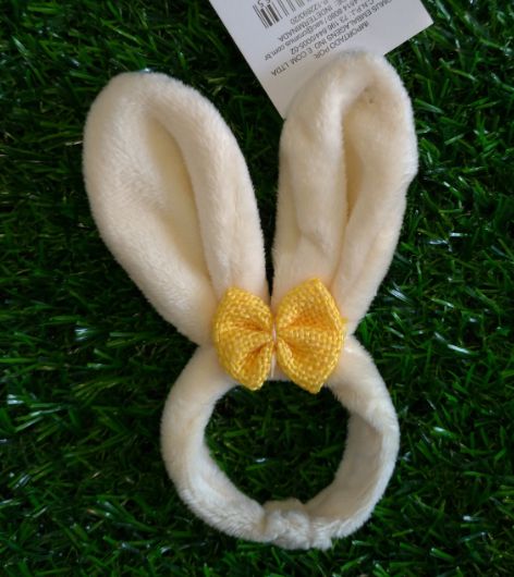 Argola para Guardanapo Orelha de Coelho Lacinho Amarelo - 10cm x 5cm - Cromus Páscoa - Rizzo Embalagens