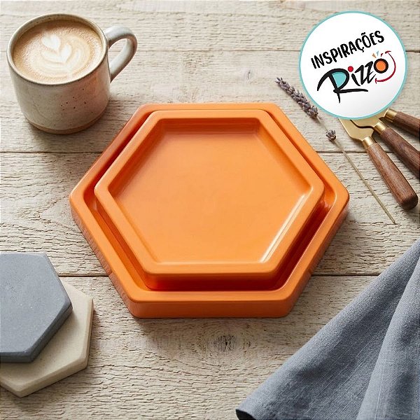 Bandeja Sextavada Papaya - 01 unidade - Só Boleiras - Rizzo Embalagens