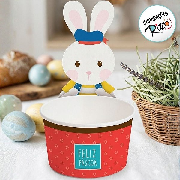 Copinho para Doces com Cinta 3 Coelhinhos - 08 unidades - Rizzo Embalagens
