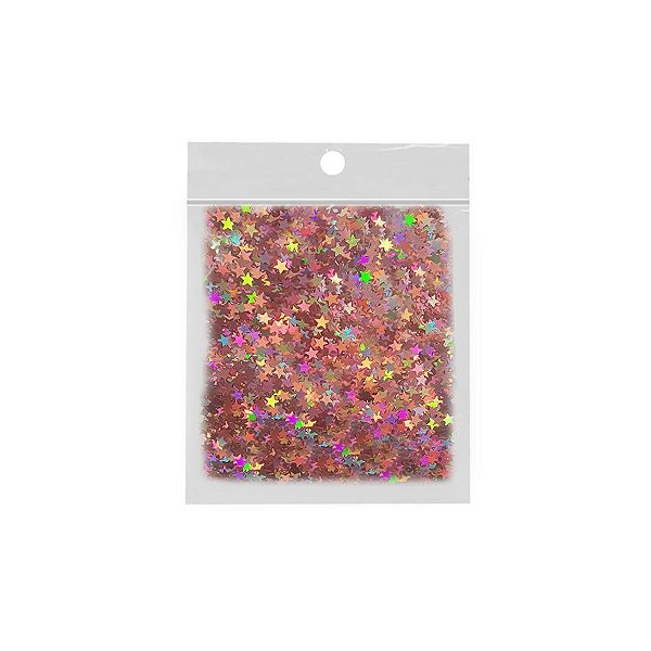 Confete Estrela 10g - Holográfico Rosa - Rizzo Embalagens