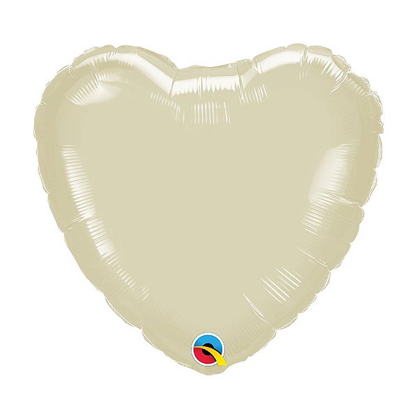 Balão de Festa Microfoil Coração 18" 45cm - Marfim Perolado - 01 Unidade - Qualatex - Rizzo Balões