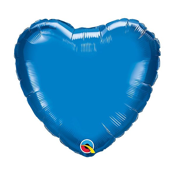 Balão de Festa Microfoil Coração 18" 45cm - Azul Safira - 01 Unidade - Qualatex - Rizzo Balões