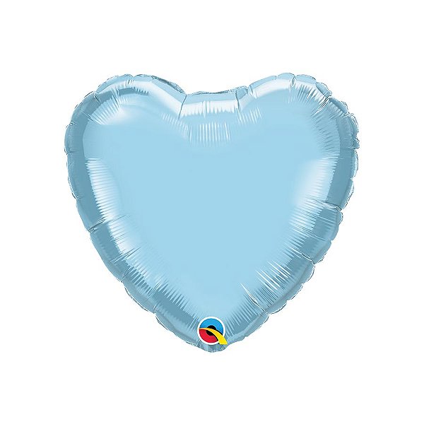 Balão de Festa Microfoil Coração 18" 45cm - Azul Claro Perolado - 01 Unidade - Qualatex - Rizzo Balões