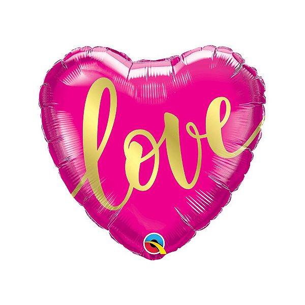 Balão de Festa Microfoil 18" - Coração Love Rosa Ouro - 01 Unidade - Qualatex - Rizzo Balões