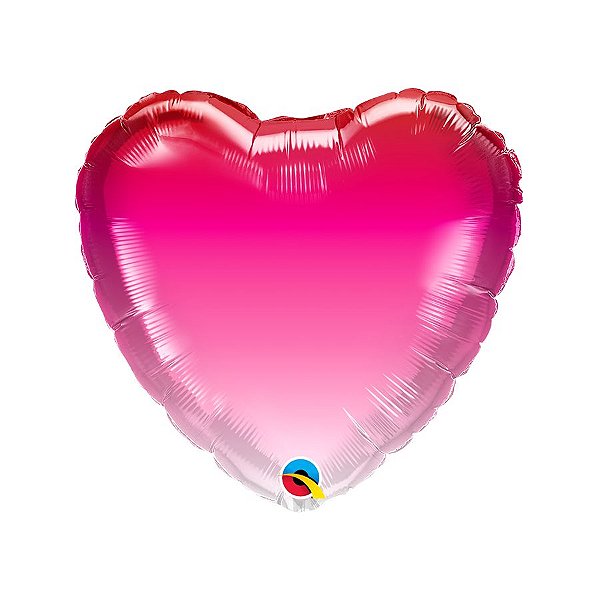 Balão de Festa Microfoil 18" - Coração Rosa Ombre - 01 Unidade - Qualatex - Rizzo Balões