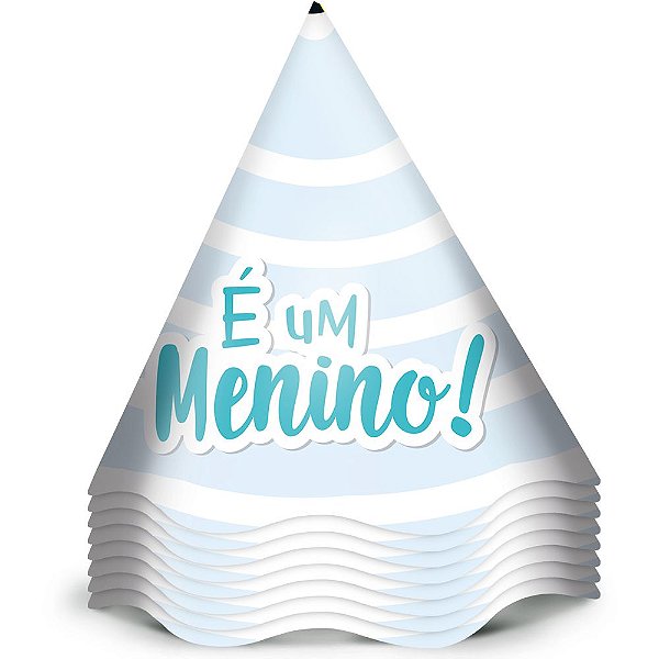 Chapeu Aniversario Festa Festa Cha de Bebe Menino 12 Unidades - Regina - Rizzo Festas