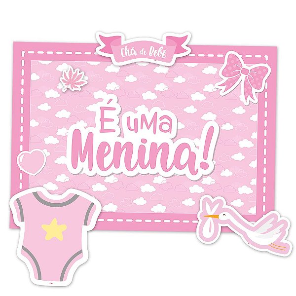 Kit Decorativo Festa Festa Cha de Bebe Menina 01 Unidade - Regina - Rizzo Festas