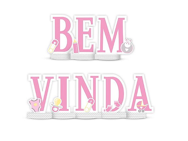 Decoracao De Mesa Festa Cha de Bebe Menina Bem Vinda 01 Unidade - Regina - Rizzo Festas