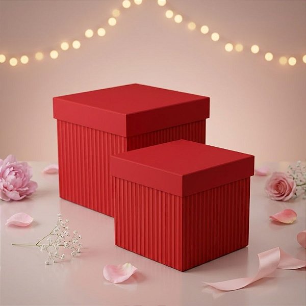 Caixa Cubo com Relevo Vermelho - 01 unidade - Cromus - Rizzo Embalagens