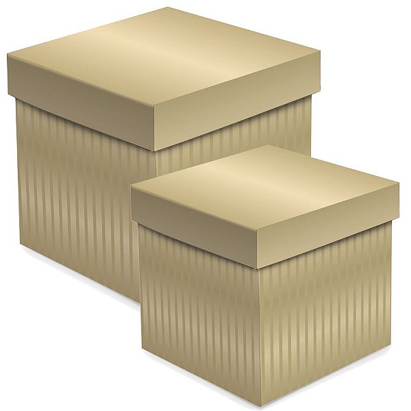 Caixa Cubo com Relevo Ouro - 01 unidade - Cromus - Rizzo Embalagens