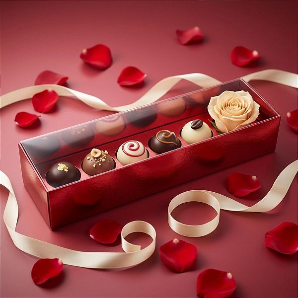 Caixa Botão de Rosa Para Brigadeiro Vermelha - 05 unidades - Assk - Rizzo Embalagens