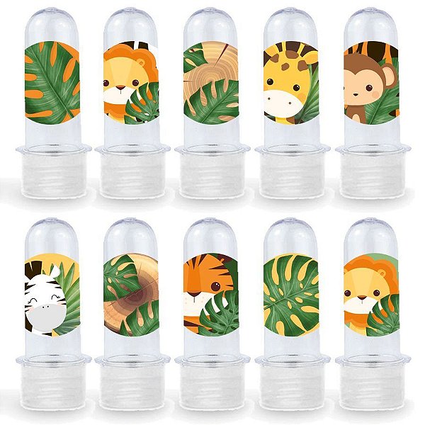 Mini Tubete Lembrancinha Festa Safari 2 - 8cm - 20 unidades - Transparente -  Rizzo Embalagens e Festas