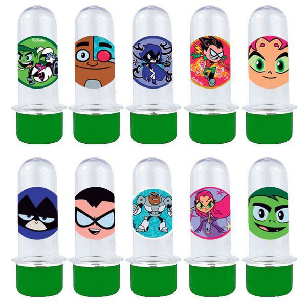 Mini Tubete Lembrancinha Festa Jovens Titãs - 8cm - 20 unidades - Verde -  Rizzo Embalagens e Festas
