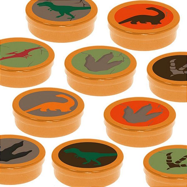 Latinha Lembrancinha Festa Dinossauro 8cm 20 unidades - Laranja - Rizzo Embalagens e Festas