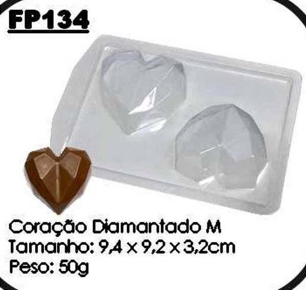 Forma Prática Coração Diamantado 200gr Mod. FP 134  Crystal Rizzo Embalagens