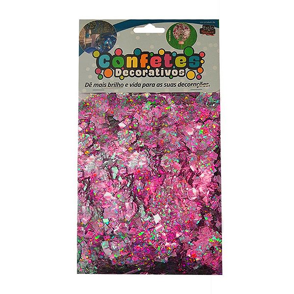 Confete Mini Picadinho Metalizado 25g - Holografico Pink Dupla Face - Rizzo Embalagens