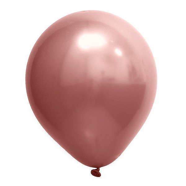 Balão de Festa Redondo Profissional Látex Cromado - Rose Gold - Art-Latex - Rizzo Balões