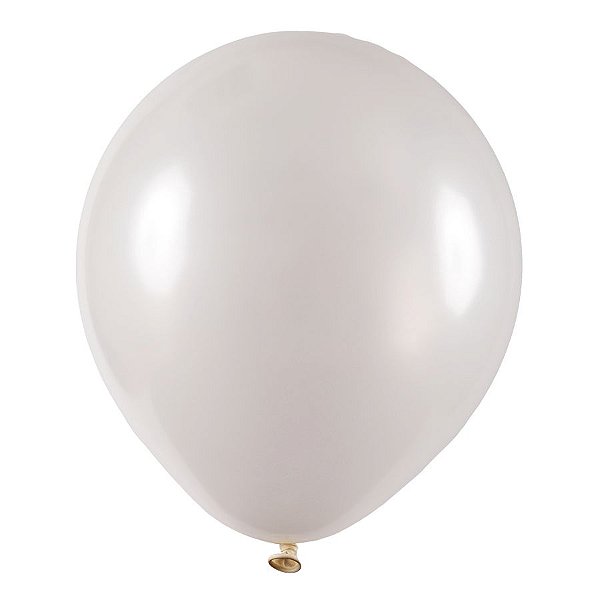 Balão de Festa Redondo Profissional Látex Metal - Branco - Art-Latex - Rizzo Embalagens