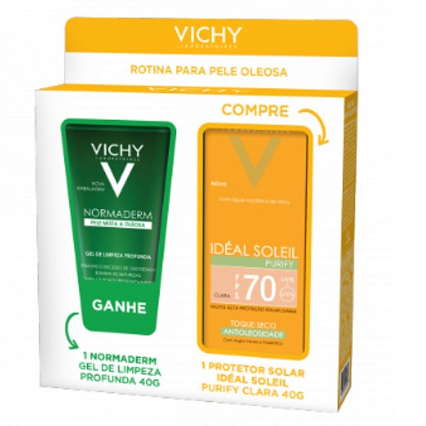 Vichy Ideal Soleil Kit Clarify FPS60 Clara 40g + Normaderm Gel de Limpeza Profunda 40g