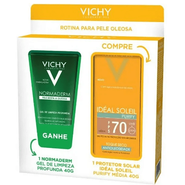 Vichy Kit Ideal Soleil Purify Fps 70 Media + Normaderm Gel Limpeza 40gr