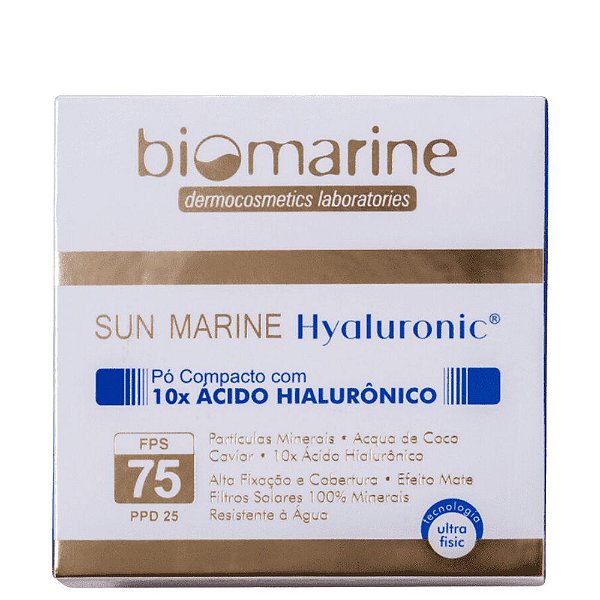 Biomarine Ácido Hialurônico Hyaluronic Pó Compacto Cor Bege Fps 75 12g
