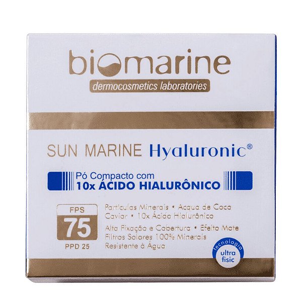 Biomarine Ácido Hialurônico Hyaluronic Pó Compacto Cor Bronze Fps 75 12g
