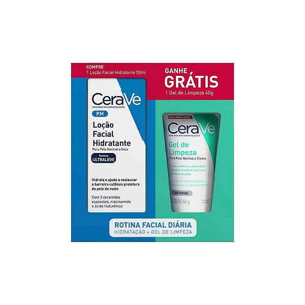 Kit Cerave Loção Facial 52ml + Gel de Limpeza 40g