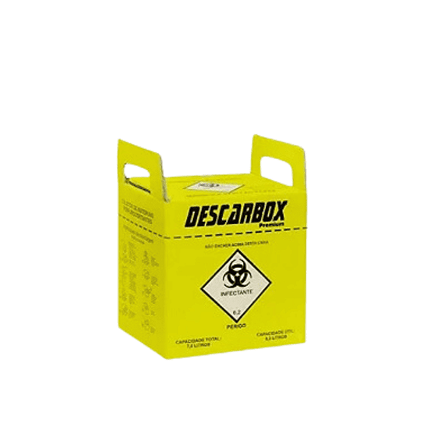 Descarbox Coletor para Material Perfurocortante Premium Descartável 7L - Kit 5un