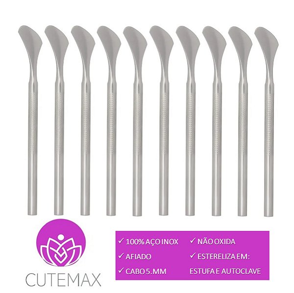 Kit Com 10 Espátula Bisturi Aço Inox Ref. 222 Para Calosidade Plantar Profissional