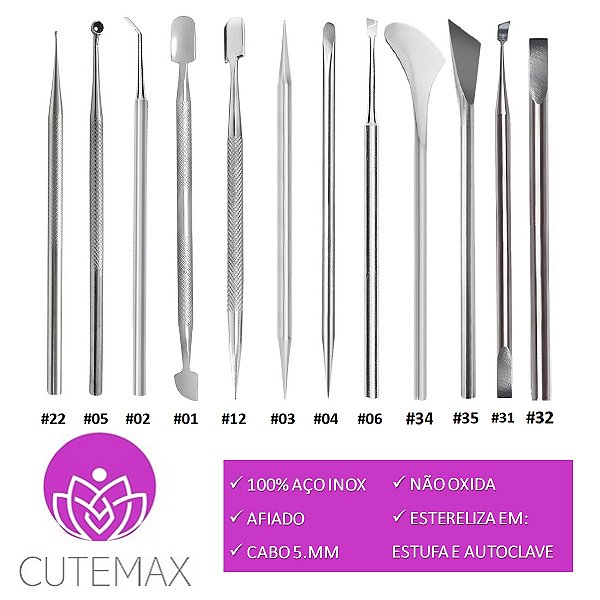 Kit Completo Com 12 Instrumentos Para Manicure Cutemax