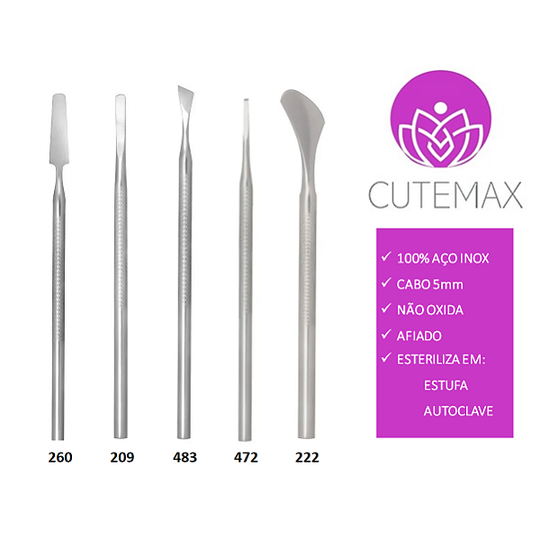 Kit Podologia Profissional 5 Instrumentos Podóloga Aço Inox