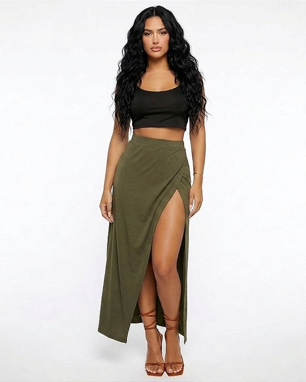 Saia Transpassada Feminina em Viscose