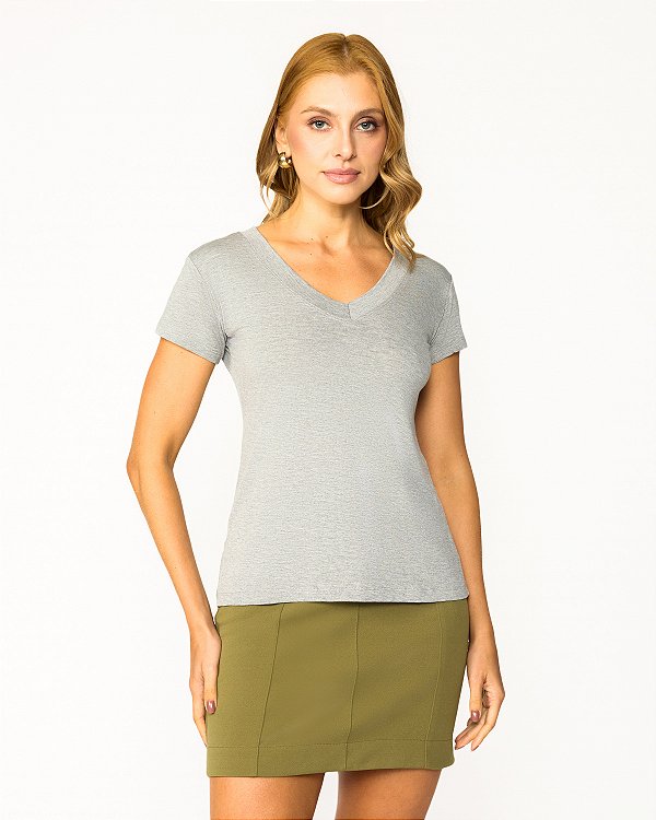 Blusa Feminina Algodão Decote V