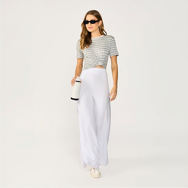 Calça Feminina Envelope Fendas Laterais Cintura Alta