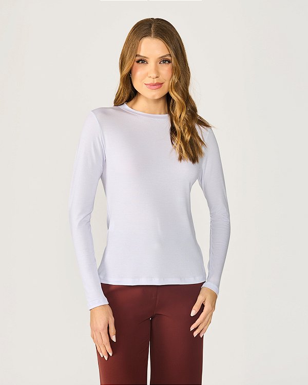 Blusa Viscolycra Gola Redonda Manga Longa