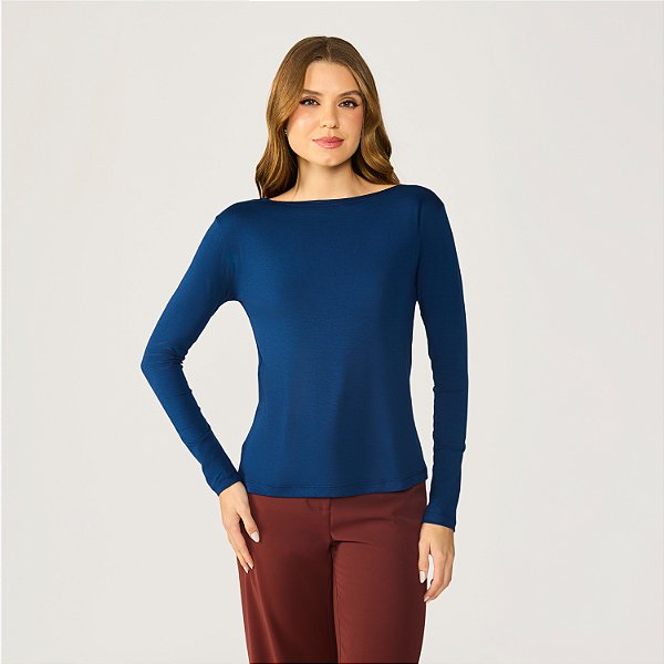 Blusa Feminina Manga Longa Gola Canoa