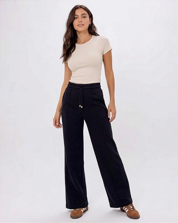 Calça Feminino Moletom Pelúciado Friso em Algodão