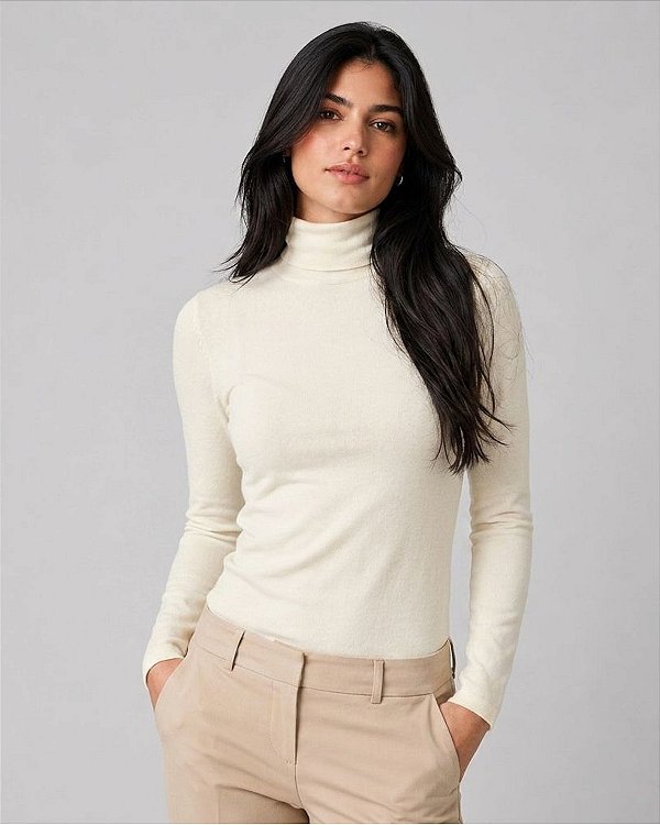 Blusa Feminina Manga Longa Slim em Algodão
