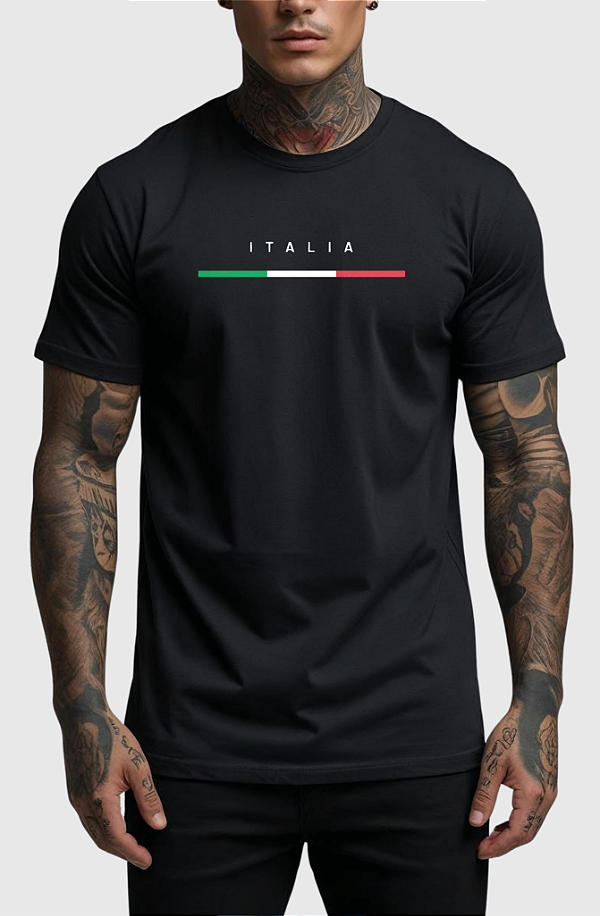 CAMISETA MASCULINA ALGODÃO PREMIUM - ITALY BLACK