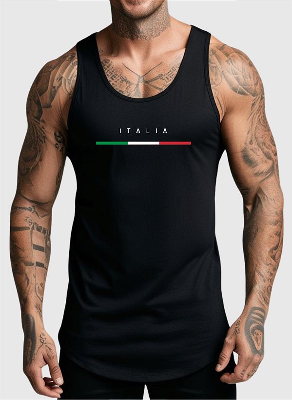 REGATA MASCULINA ALGODÃO PREMIUM - ITALY BLACK