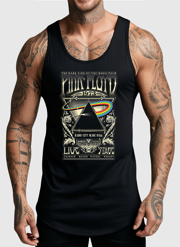 REGATA MASCULINA ALGODÃO PREMIUM - PINK FLOYD