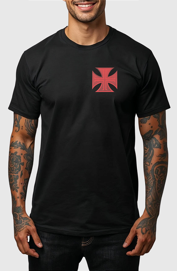 CAMISETA MASCULINA ALGODÃO PREMIUM - VASCO CRUZ DE MALTA