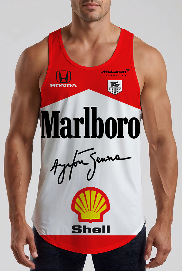 REGATA MASCULINA MC LAREN MALBORO AYRTON SENNA F1